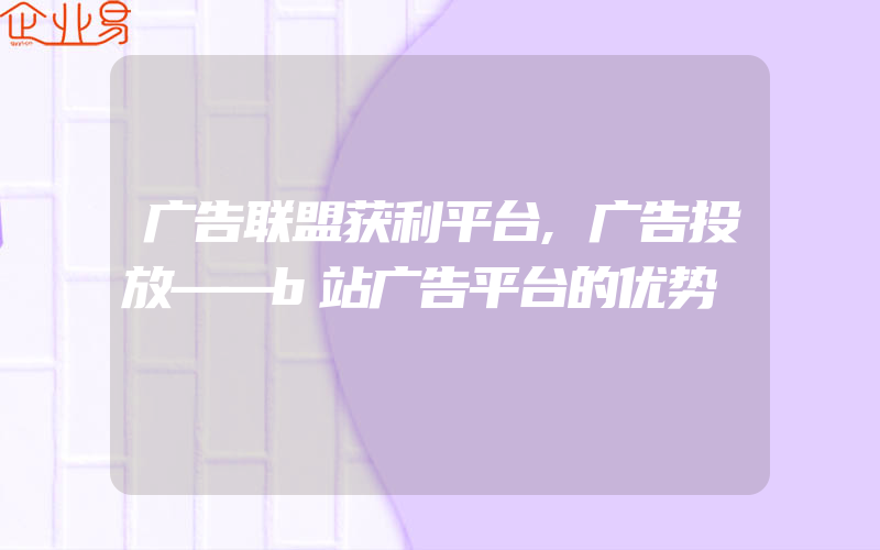 广告联盟获利平台,广告投放——b站广告平台的优势