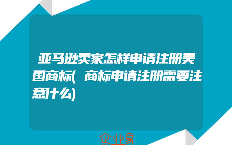 亚马逊卖家怎样申请注册美国商标(商标申请注册需要注意什么)