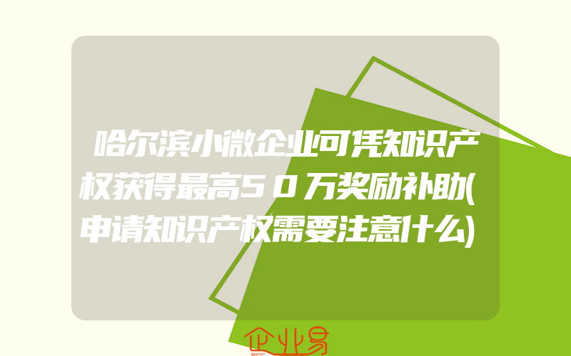 哈尔滨小微企业可凭知识产权获得最高50万奖励补助(申请知识产权需要注意什么)