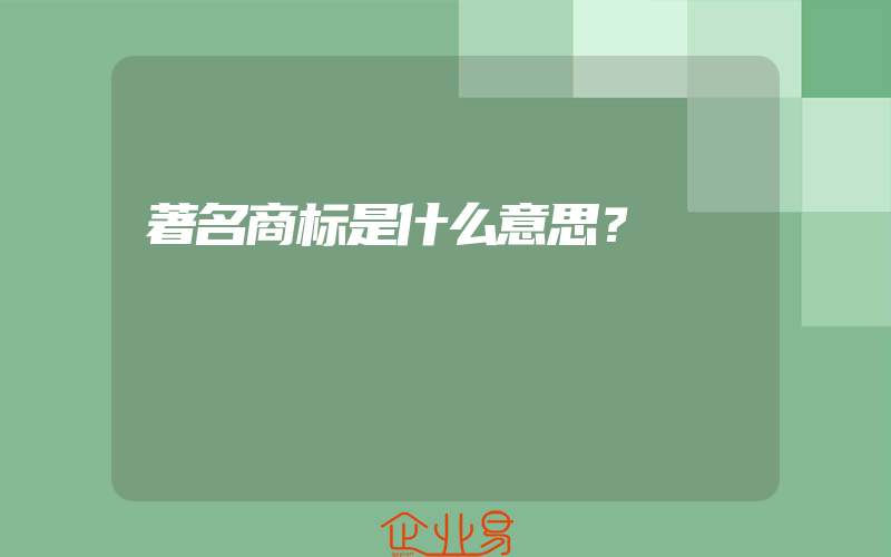 著名商标是什么意思？