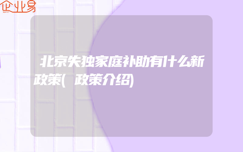 北京失独家庭补助有什么新政策(政策介绍)