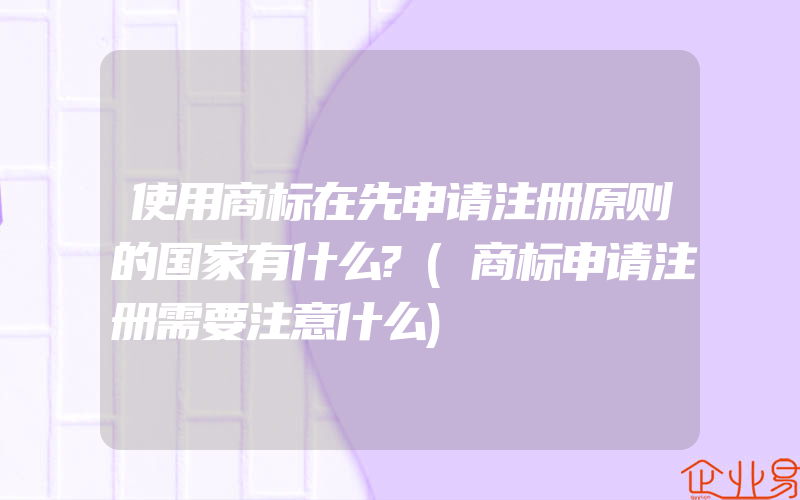 使用商标在先申请注册原则的国家有什么?(商标申请注册需要注意什么)