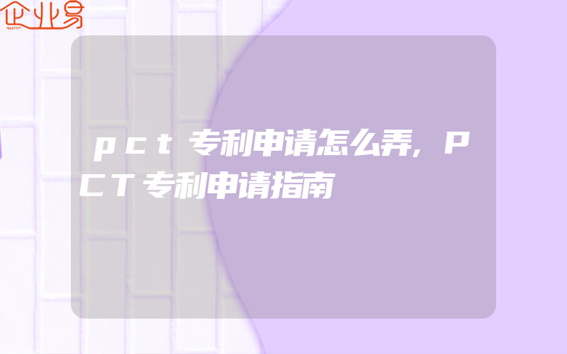 pct专利申请怎么弄,PCT专利申请指南