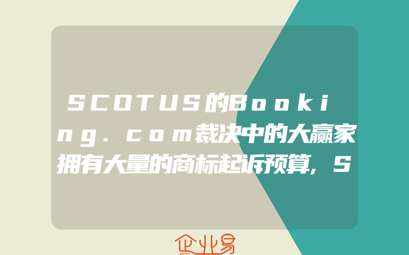 SCOTUS的Booking.com裁决中的大赢家拥有大量的商标起诉预算,SM申请泰妍爱犬ZERO的商标权