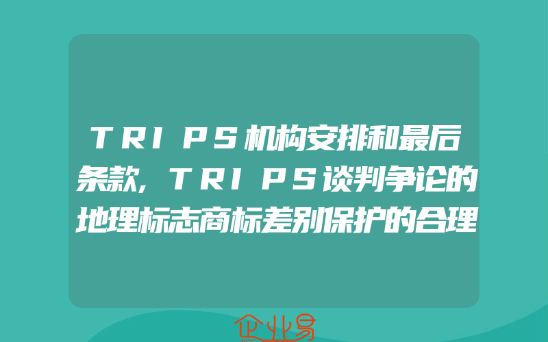 TRIPS机构安排和最后条款,TRIPS谈判争论的地理标志商标差别保护的合理性