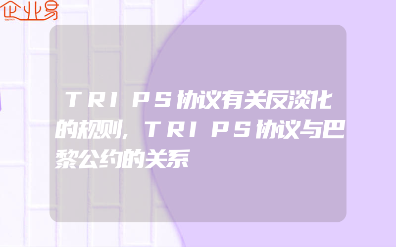 TRIPS协议有关反淡化的规则,TRIPS协议与巴黎公约的关系