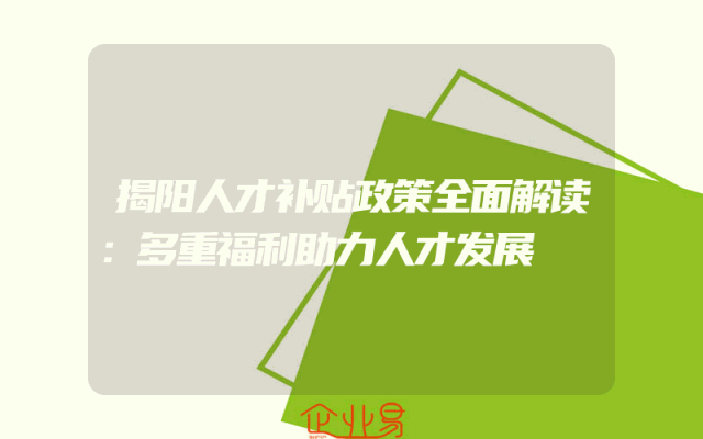揭阳人才补贴政策全面解读：多重福利助力人才发展