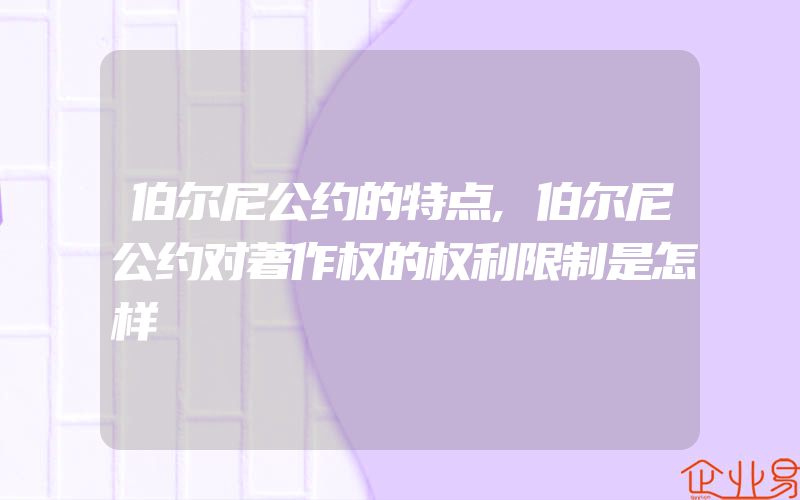 伯尔尼公约的特点,伯尔尼公约对著作权的权利限制是怎样