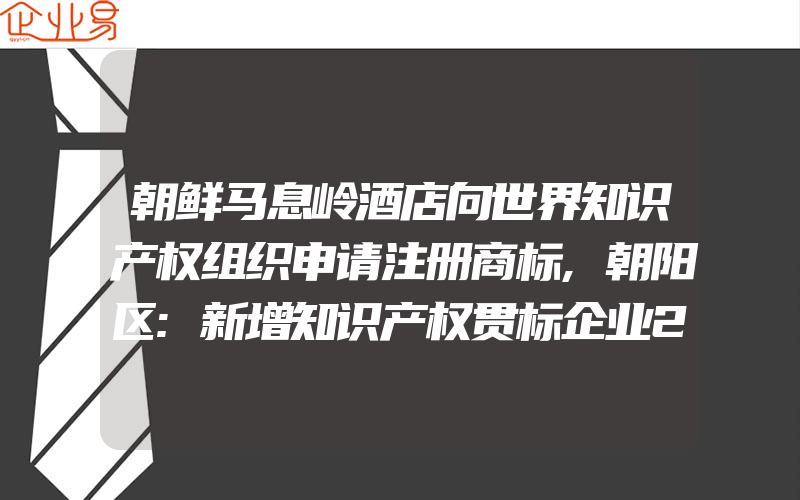 朝鲜马息岭酒店向世界知识产权组织申请注册商标,朝阳区:新增知识产权贯标企业200家以上,给予最高5万元奖励(怎么申请商标)