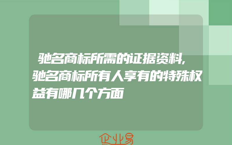 驰名商标所需的证据资料,驰名商标所有人享有的特殊权益有哪几个方面