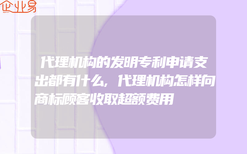 代理机构的发明专利申请支出都有什么,代理机构怎样向商标顾客收取超额费用