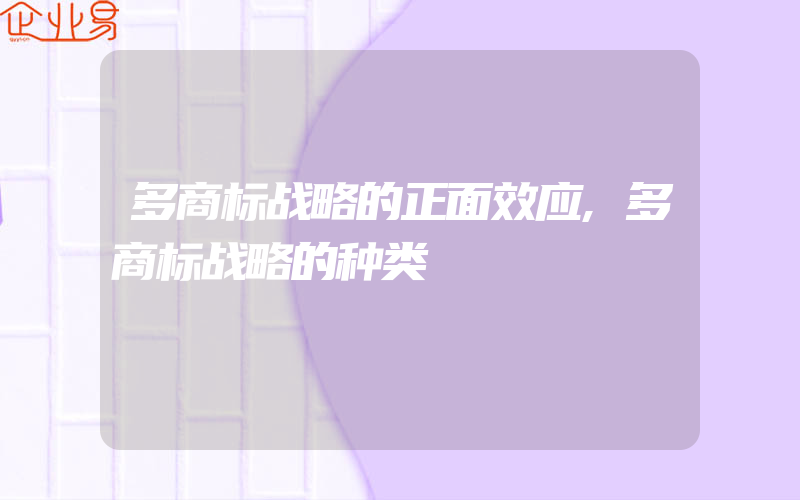 多商标战略的正面效应,多商标战略的种类