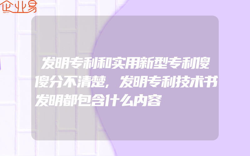 发明专利和实用新型专利傻傻分不清楚,发明专利技术书发明都包含什么内容