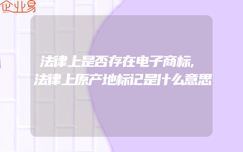 法律上是否存在电子商标,法律上原产地标记是什么意思