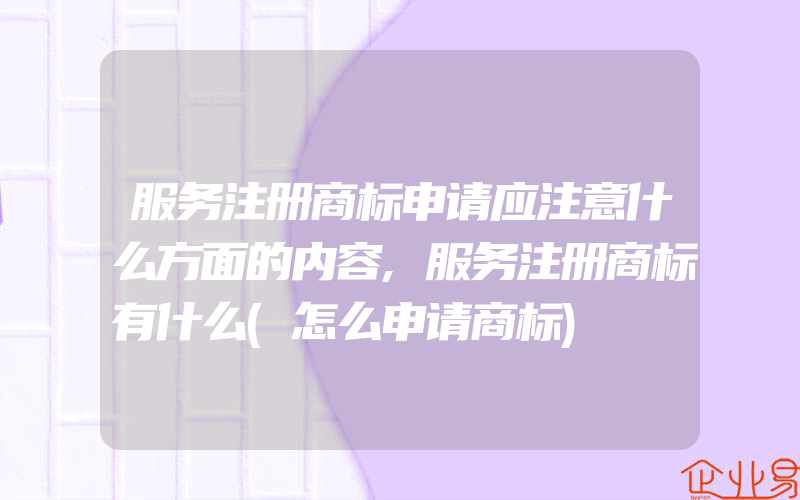 服务注册商标申请应注意什么方面的内容,服务注册商标有什么(怎么申请商标)