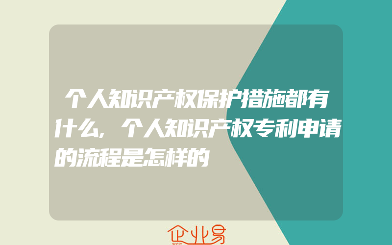 个人知识产权保护措施都有什么,个人知识产权专利申请的流程是怎样的