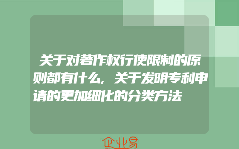 关于对著作权行使限制的原则都有什么,关于发明专利申请的更加细化的分类方法