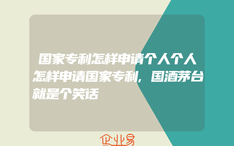 国家专利怎样申请个人个人怎样申请国家专利,国酒茅台就是个笑话