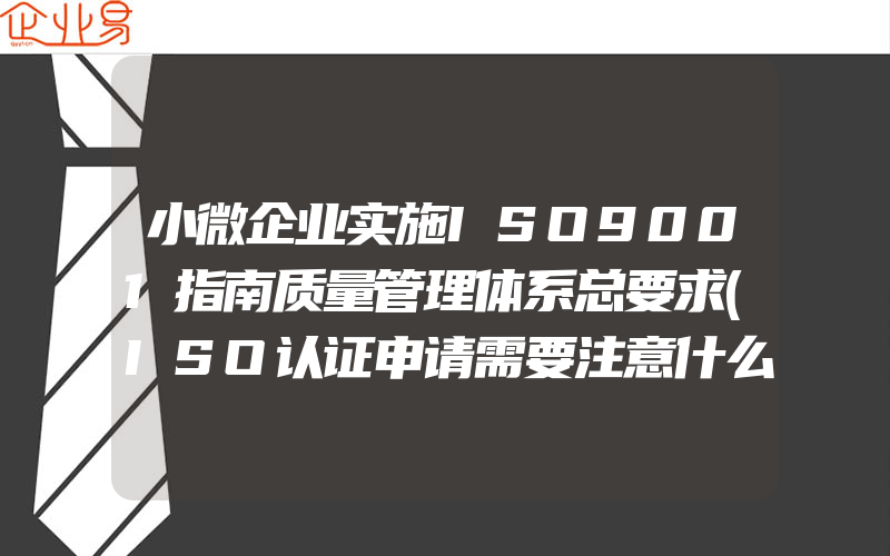 小微企业实施ISO9001指南质量管理体系总要求(ISO认证申请需要注意什么)