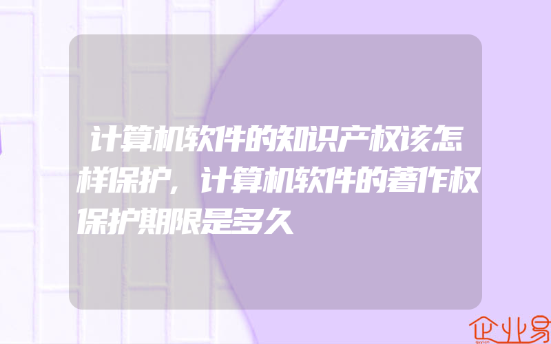 计算机软件的知识产权该怎样保护,计算机软件的著作权保护期限是多久