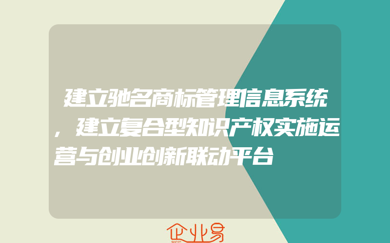 建立驰名商标管理信息系统,建立复合型知识产权实施运营与创业创新联动平台