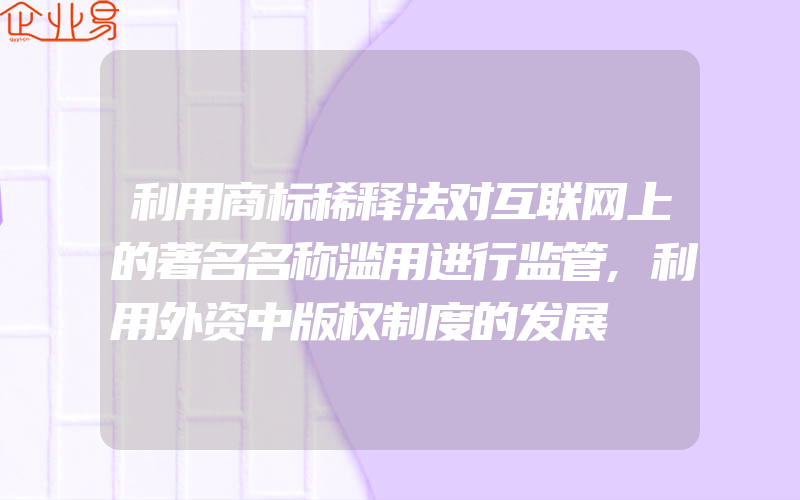 利用商标稀释法对互联网上的著名名称滥用进行监管,利用外资中版权制度的发展