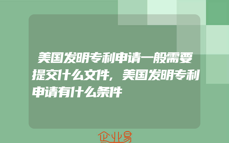 美国发明专利申请一般需要提交什么文件,美国发明专利申请有什么条件