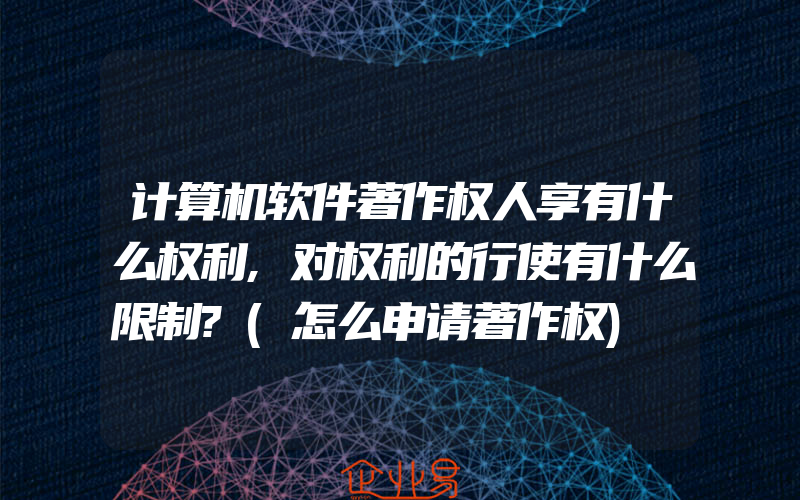 计算机软件著作权人享有什么权利,对权利的行使有什么限制?(怎么申请著作权)