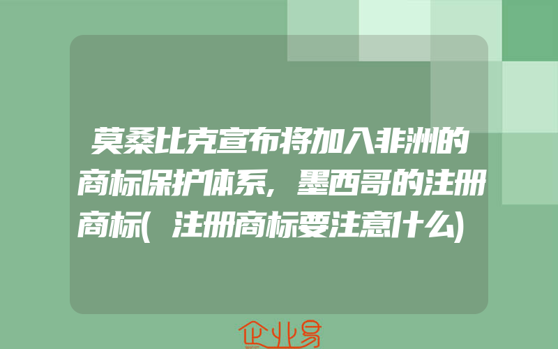 莫桑比克宣布将加入非洲的商标保护体系,墨西哥的注册商标(注册商标要注意什么)