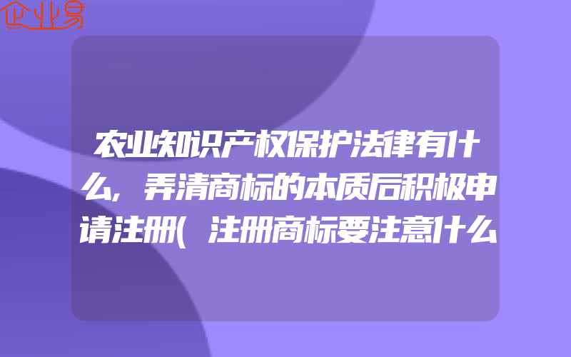 农业知识产权保护法律有什么,弄清商标的本质后积极申请注册(注册商标要注意什么)