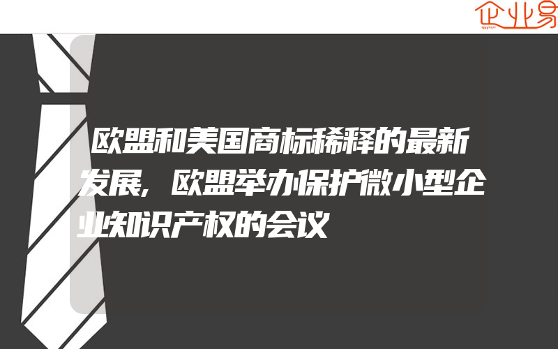 欧盟和美国商标稀释的最新发展,欧盟举办保护微小型企业知识产权的会议