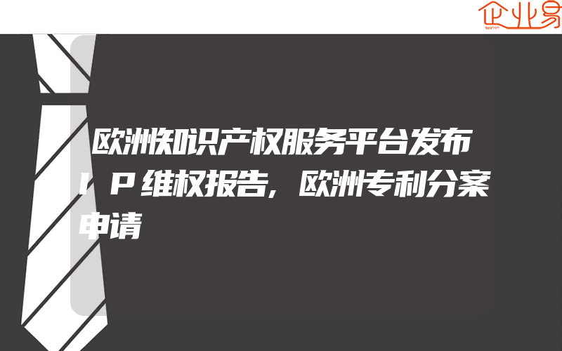 欧洲知识产权服务平台发布IP维权报告,欧洲专利分案申请