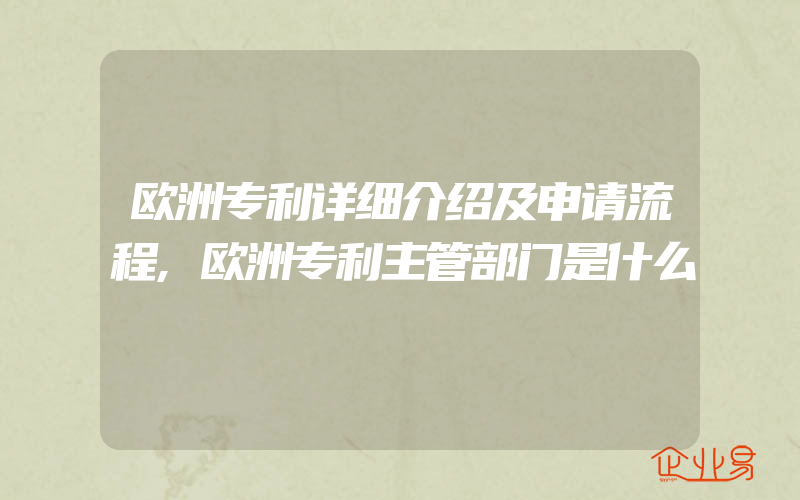 欧洲专利详细介绍及申请流程,欧洲专利主管部门是什么