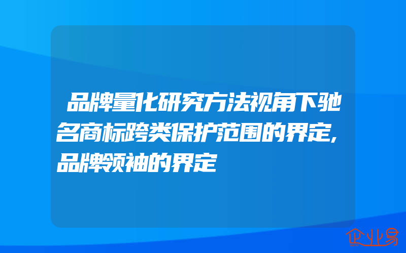 品牌量化研究方法视角下驰名商标跨类保护范围的界定,品牌领袖的界定