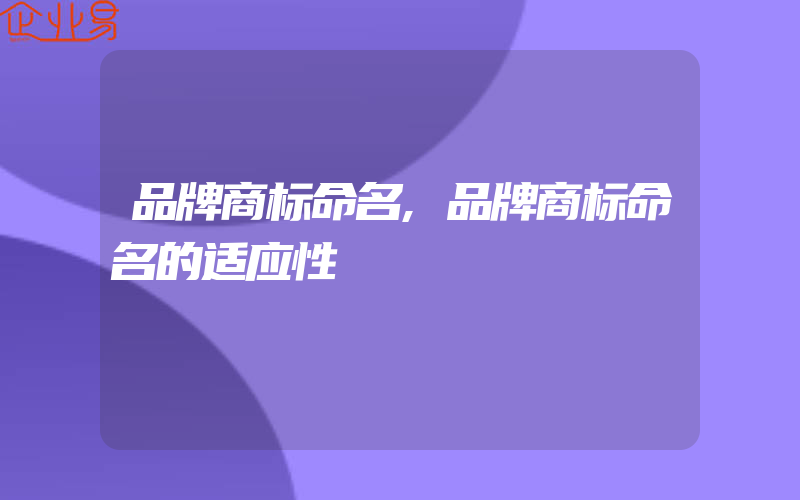 品牌商标命名,品牌商标命名的适应性