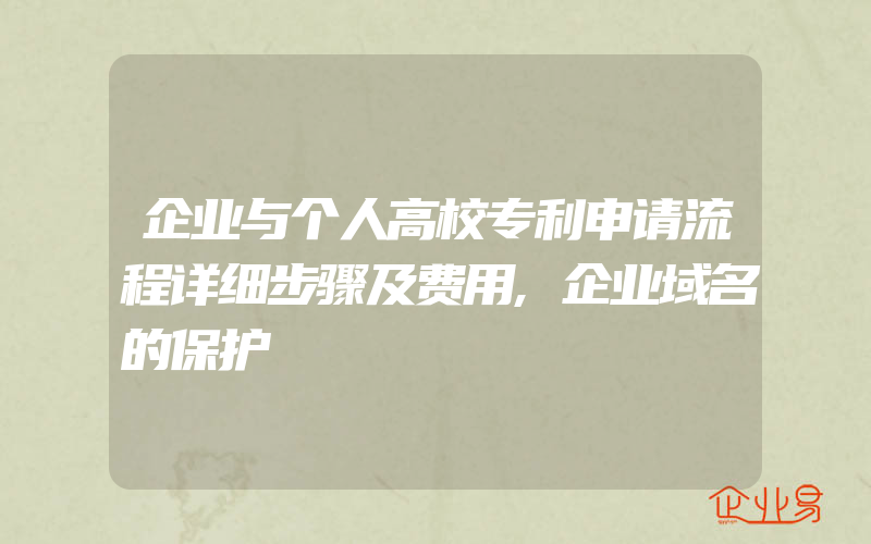 企业与个人高校专利申请流程详细步骤及费用,企业域名的保护