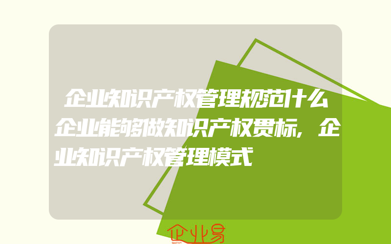 企业知识产权管理规范什么企业能够做知识产权贯标,企业知识产权管理模式