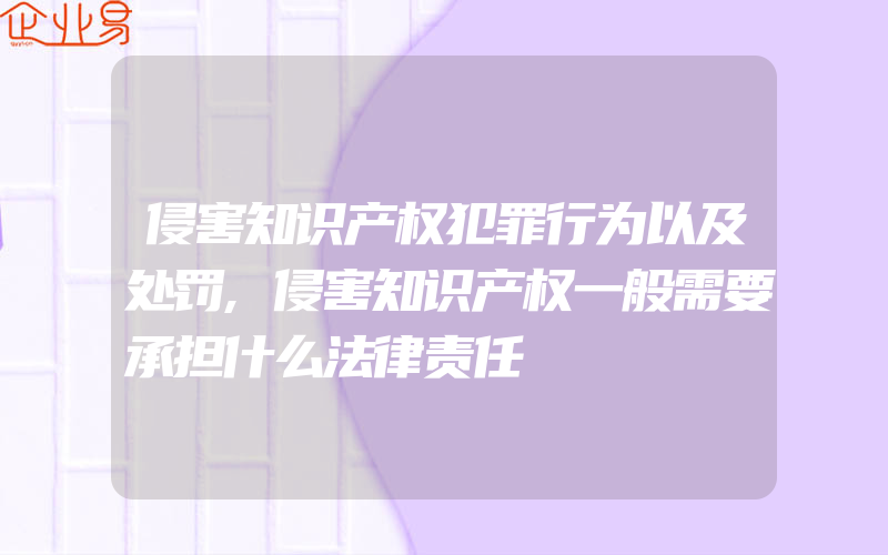 侵害知识产权犯罪行为以及处罚,侵害知识产权一般需要承担什么法律责任