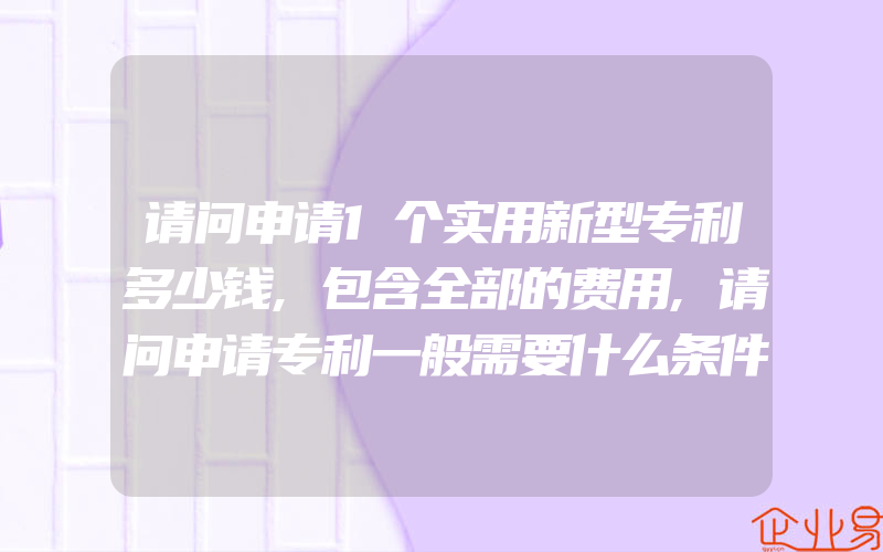 请问申请1个实用新型专利多少钱,包含全部的费用,请问申请专利一般需要什么条件和具体要求