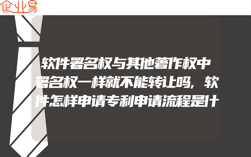 软件署名权与其他著作权中署名权一样就不能转让吗,软件怎样申请专利申请流程是什么