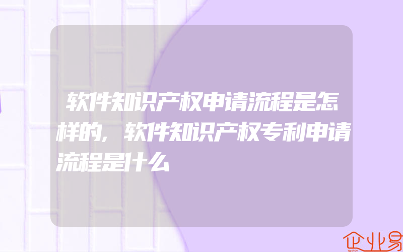 软件知识产权申请流程是怎样的,软件知识产权专利申请流程是什么