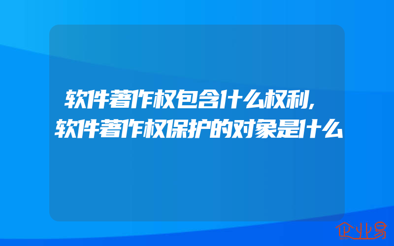 软件著作权包含什么权利,软件著作权保护的对象是什么