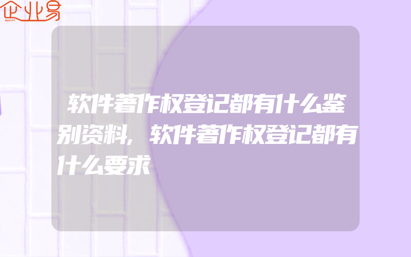 软件著作权登记都有什么鉴别资料,软件著作权登记都有什么要求