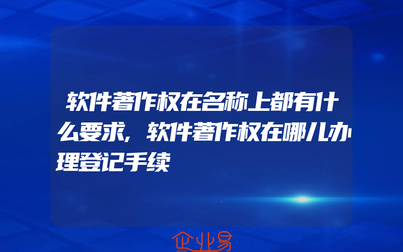 软件著作权在名称上都有什么要求,软件著作权在哪儿办理登记手续