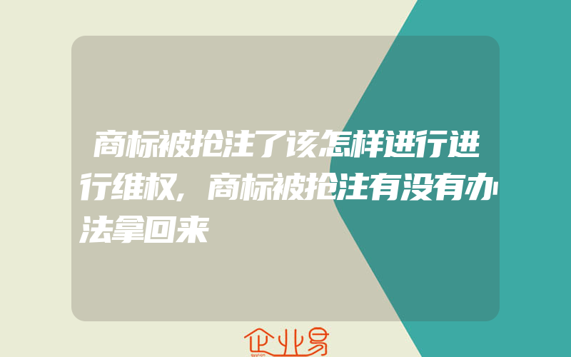 商标被抢注了该怎样进行进行维权,商标被抢注有没有办法拿回来