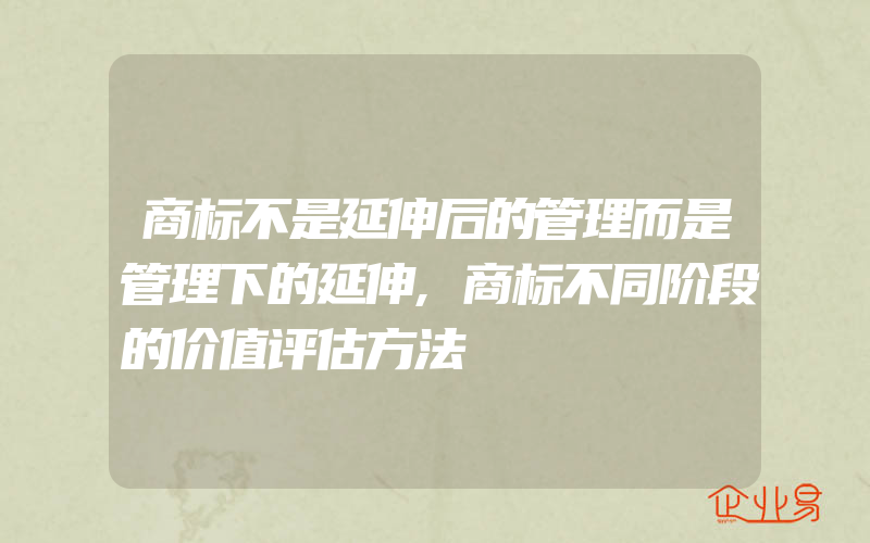 商标不是延伸后的管理而是管理下的延伸,商标不同阶段的价值评估方法