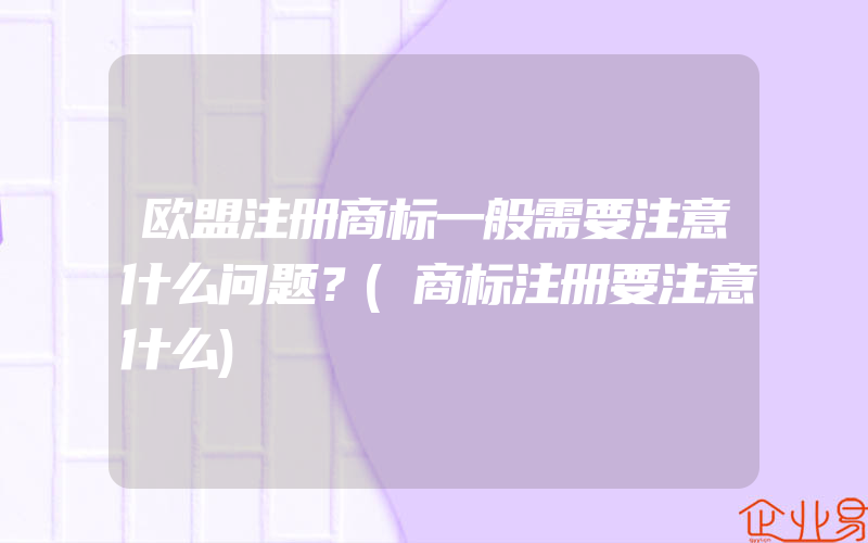 欧盟注册商标一般需要注意什么问题？(商标注册要注意什么)