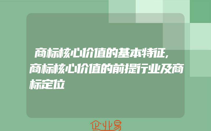 商标核心价值的基本特征,商标核心价值的前提行业及商标定位