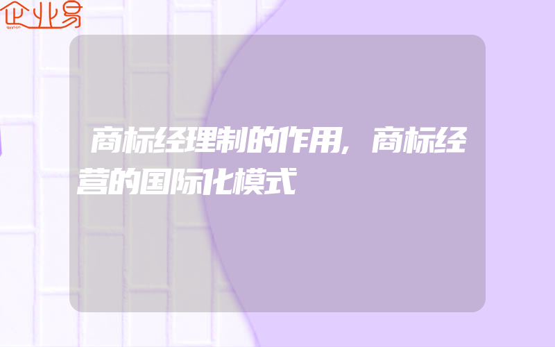 商标经理制的作用,商标经营的国际化模式