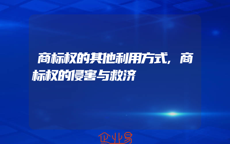 商标权的其他利用方式,商标权的侵害与救济